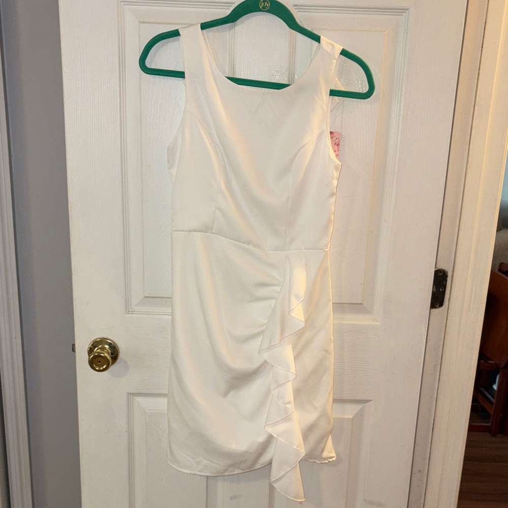 White Sleeveless Ruffle Dress